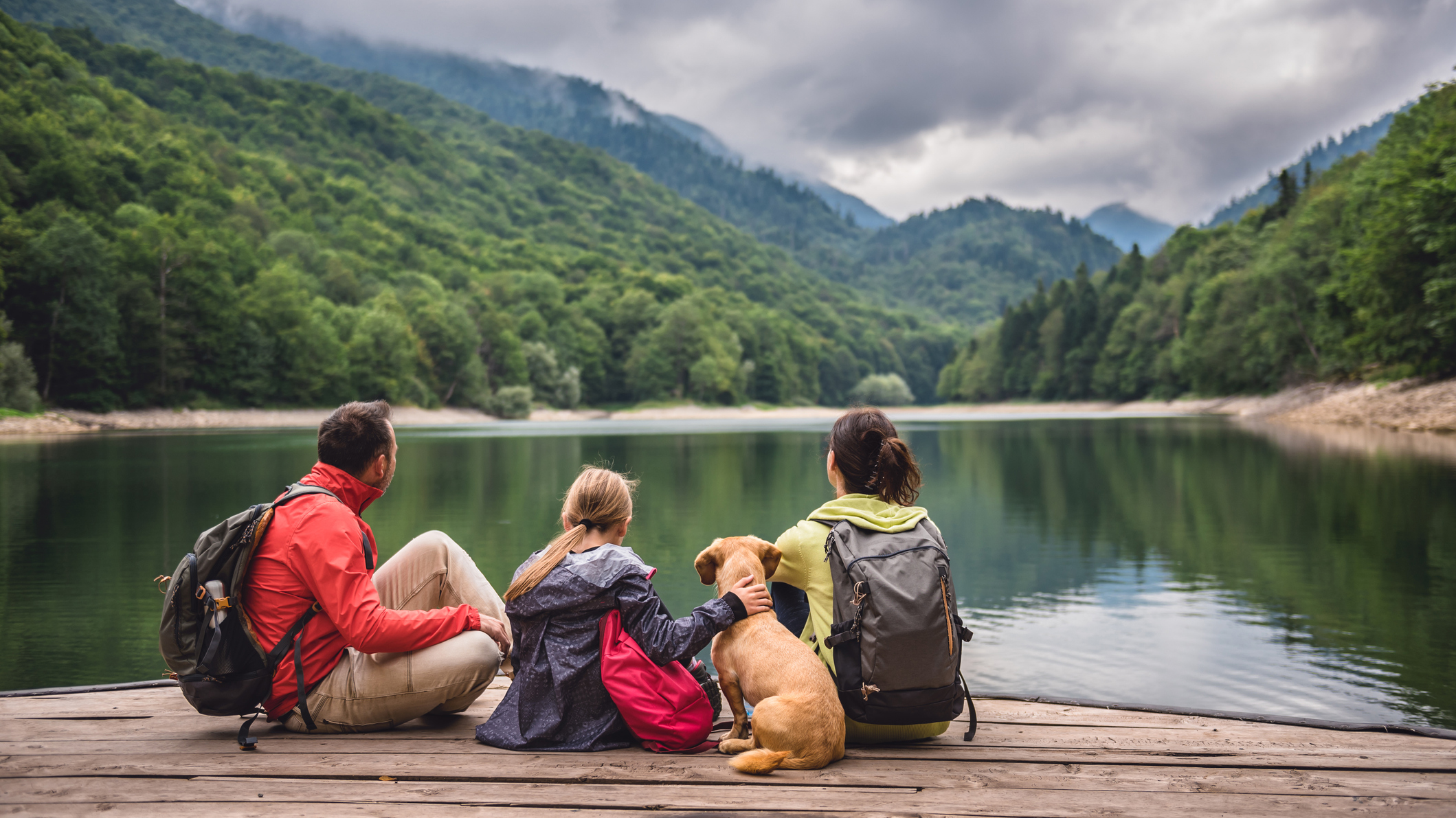 Family and dog with a view